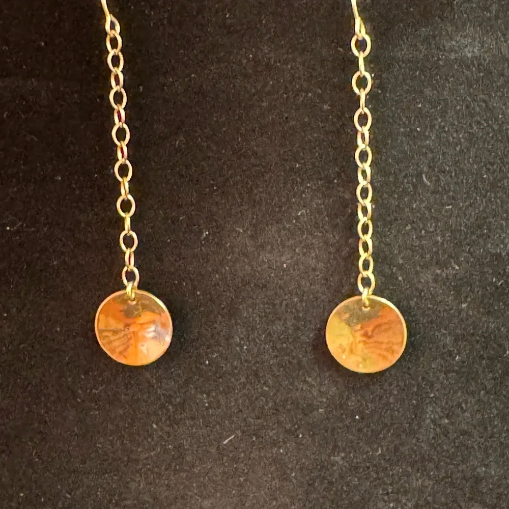 Vintage Gold Tone Dangle Disc Earrings